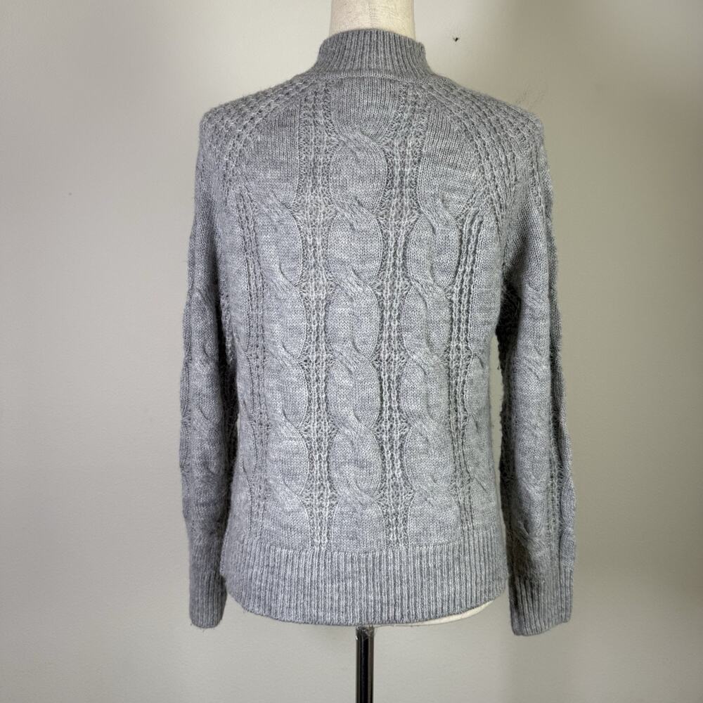 J Crew Crew Neck Cable Knit Sweater Women's XXS Grey Acrylic/Alpaca Blend Grey - Picture 5 of 16